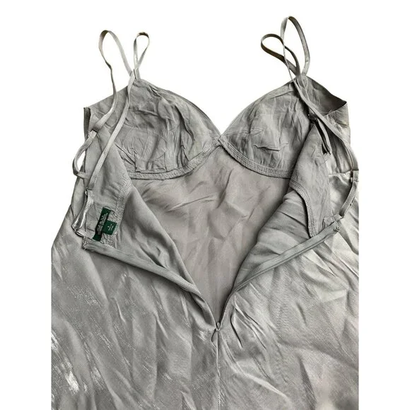 Wild Fable Gray Iridescent Satin Maxi Dress Adjustable Spaghetti Strap Small - Picture 10 of 12